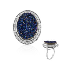 Anello in argento con Agata Glitter Blu