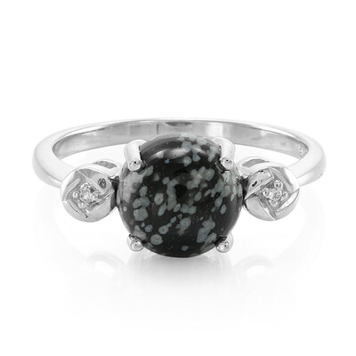 Anello in argento con Ossidiana Fiocco di Neve