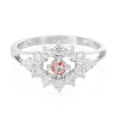 Anello placcato in platino con Zaffiro Padparadscha