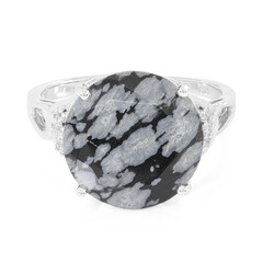Anello in argento con Ossidiana Fiocco di Neve