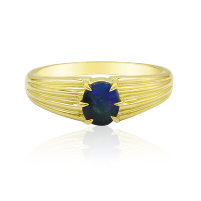 Anello in oro con Opale Nero di Lightning Ridge (Mark Tremonti)