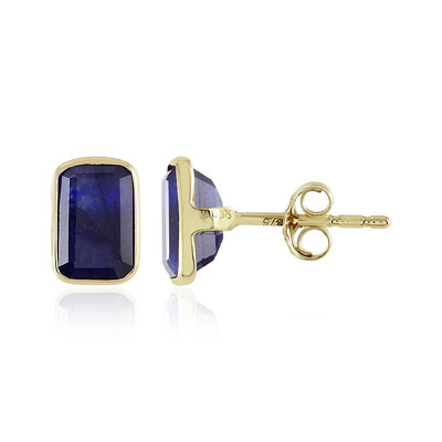 Orecchini in oro con Zaffiro Blu del Madagascar