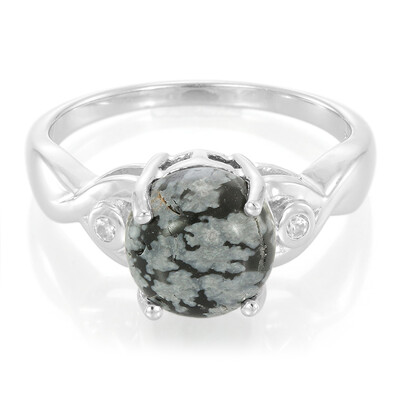 Anello in argento con Ossidiana Fiocco di Neve