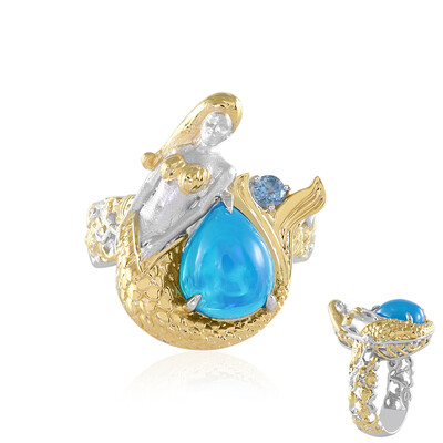 Anello in argento con Opale Blu dell'Etiopia (Gems en Vogue)
