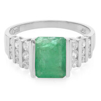 Anello placcato in platino con Smeraldo Bahia