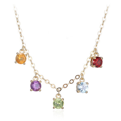 Collana in argento con gemme preziose miste