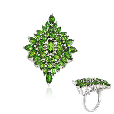 Anello in argento con Diopside Russo