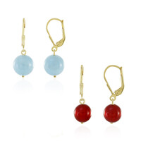 Set orecchini in argento con Acquamarina e Onice Rossa