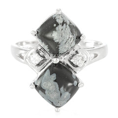 Anello in argento con Ossidiana Fiocco di Neve