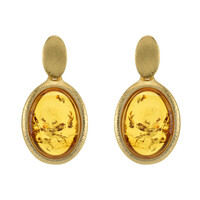 Orecchini in argento con Ambra Baltica Cognac