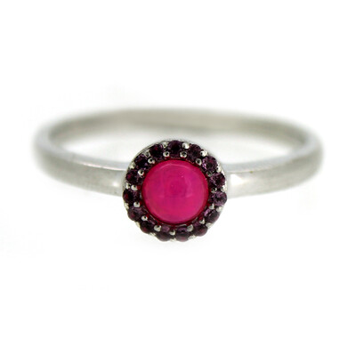 Anello in argento con Opale Rosa dell'Etiopia
