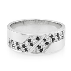 Anello in argento con Zaffiro Bianco e Spinello Nero