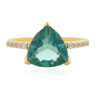 Anello in oro con Fluorite Petrolio del Belgio