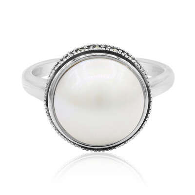 Anello in argento con Perla Mabe (TPC)