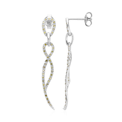 Orecchini placcati in platino con Diamante Fancy