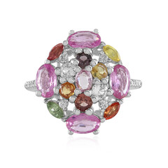 Anello in argento con Zaffiro Ceylon Rosa (non riscaldato)