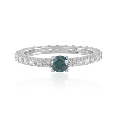 Anello in argento con Diamante Blu I3
