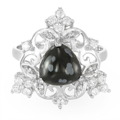 Anello in argento con Ossidiana Fiocco di Neve
