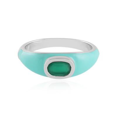 Anello in argento con Onice Verde