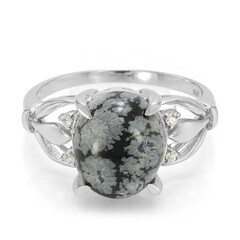 Anello in argento con Ossidiana Fiocco di Neve