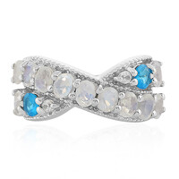 Anello in argento con Pietra di Luna Arcobaleno