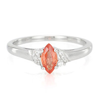 Anello placcato in platino con Zaffiro Padparadscha