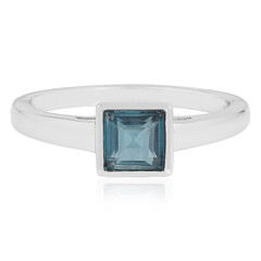 Anello in argento con Cianite Blu Foglia di Tè