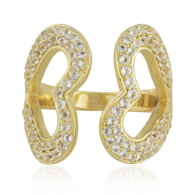 Anello placcato in oro con Topazio Bianco