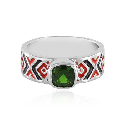 Anello in argento con Diopside Russo