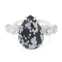 Anello in argento con Ossidiana Fiocco di Neve