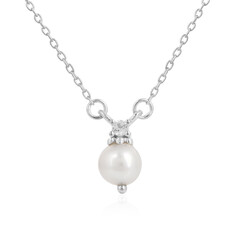 Collana in argento con Perla d'Acqua Dolce Bianca