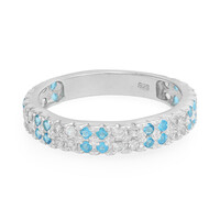 Anello in argento con Apatite Blu Neon e Zaffiro Bianco