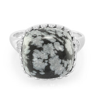 Anello in argento con Ossidiana Fiocco di Neve