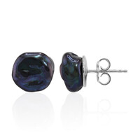 Orecchini in argento con Perla d'Acqua Dolce Keshi Nera (TPC)