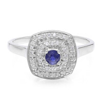 Anello placcato in platino con Zaffiro Kanchanaburi