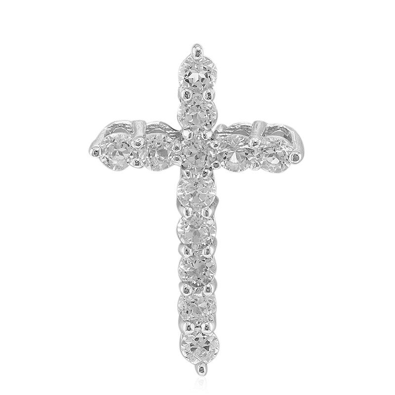 Collana Con Croce Grande In Acciaio Inossidabile - Pendente Con Zirconi Cubici, Per Uomo E Donna