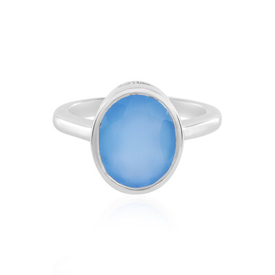 Anello in argento con Calcedonio Blu