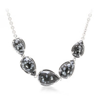 Collana in argento con Ossidiana Fiocco di Neve