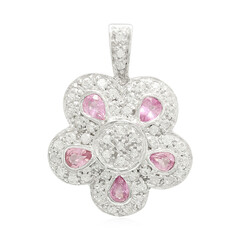 Ciondolo in argento con Zaffiro Ceylon Rosa