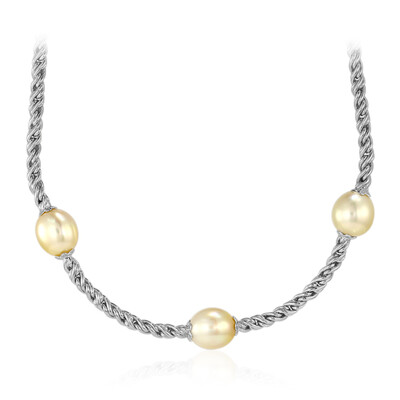 Collana in argento con Perla Dorata dei Mari del Sud Kabira (TPC)
