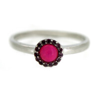 Anello in argento con Opale Rosa dell'Etiopia
