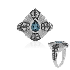 Anello in argento con Topazio Blu Londra (Adela Silber)