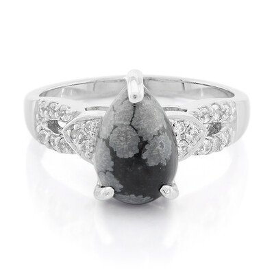 Anello in argento con Ossidiana Fiocco di Neve