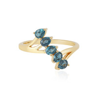 Anello in argento con Cianite Blu Foglia di Tè