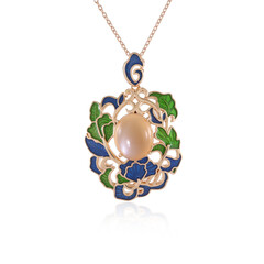 Collana in argento con Pietra di Luna Pesca (Adela Silber)