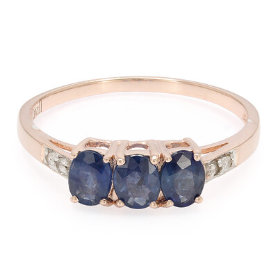 Anello placcato in oro con Zaffiro Kanchanaburi