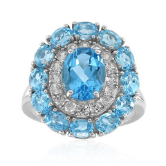 Anello in argento con Topazio Blu Svizzero