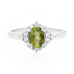 Anello placcato in platino con Tormalina Cuprian