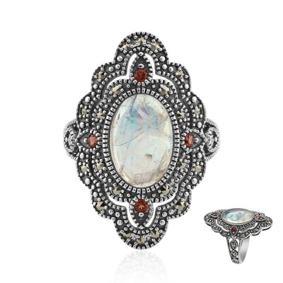 Anello in argento con Pietra di Luna Arcobaleno (Annette classic)