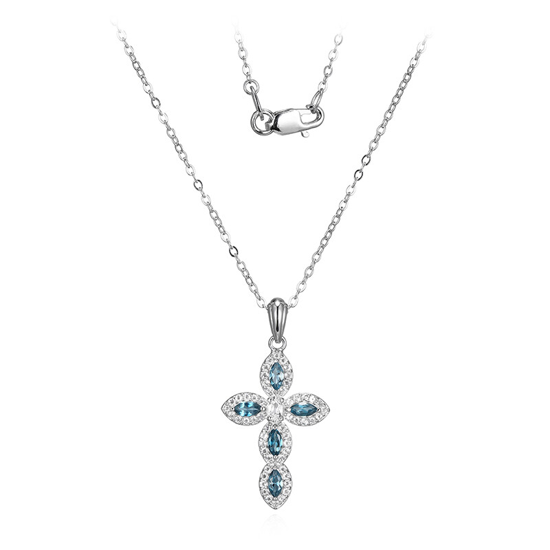 Ciondolo Croce In Topazio Azzurro - Dimora Degli Angeli Gioielli - Foto 10